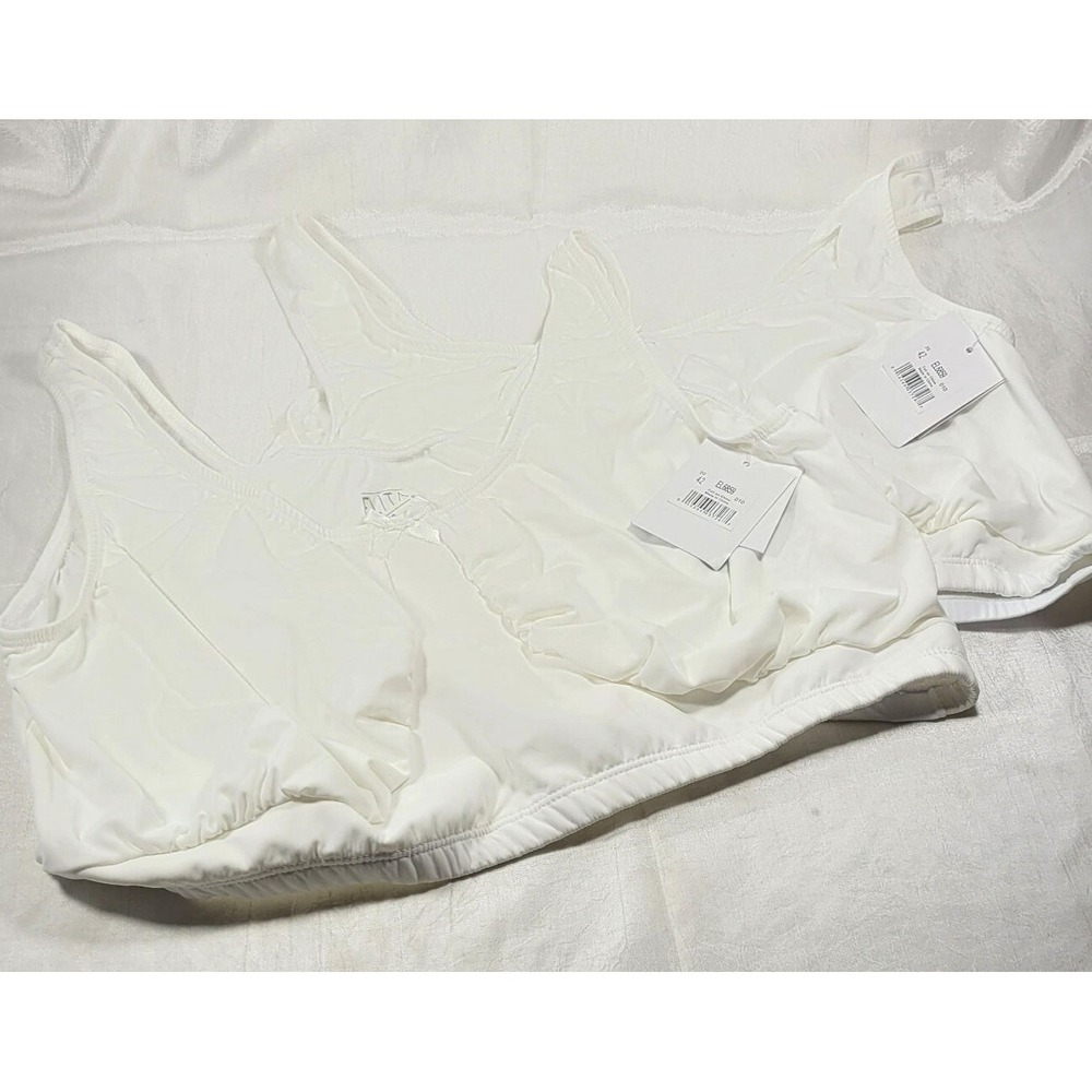 2 Elita Women's Plus Full Figure Microfiber Soft Cup Bras‎ - White - Sz 42